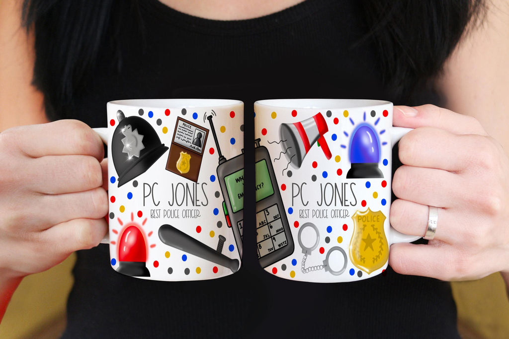 Personalized Police Officer Mug - Custom Badge Number & Name Cup