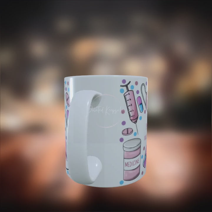 Personalized Nurse Mug - Custom Pink Stethoscope Coffee Cup