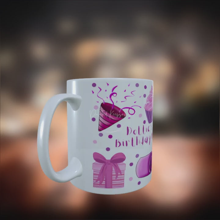 Personalised Pink Mug | Custom Birthday Girl Gift