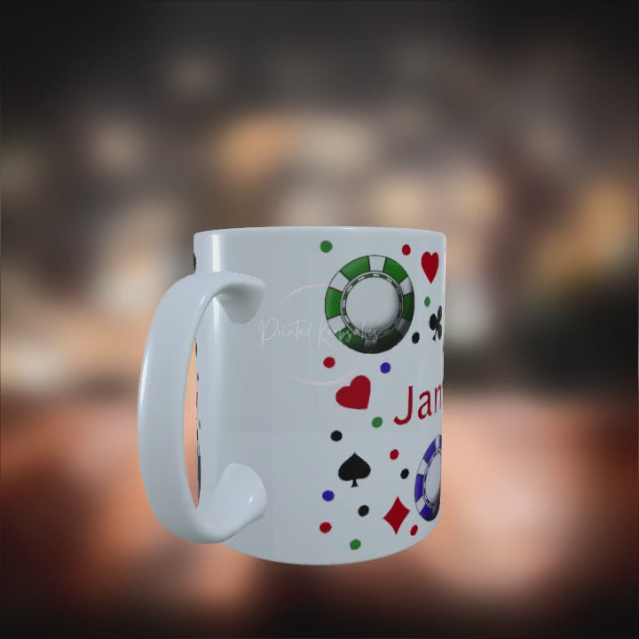 Personalized Poker Mug - Custom Gift for Card Players & Poker Lovers
